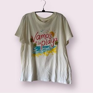 🆕 LC Lauren Conrad Crewneck, Short sleeves graphic tee *NWT* $26 🏖️ 🌴